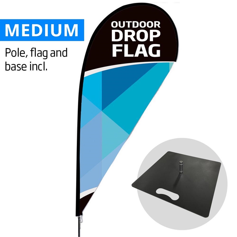 Beachflag Outdoor Drop Flag Medium Inkl Flag Black Flag Base