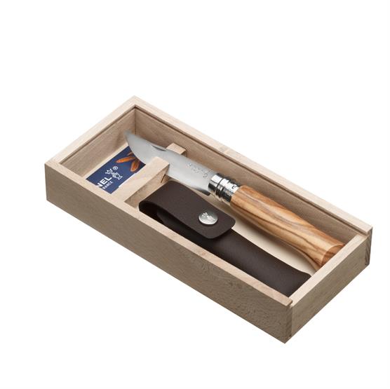 Opinel No8 Stainless Steel Gift Box Oliven