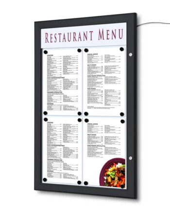 Outdoor Led Menuskab 4xa4 Sort Med Logotop