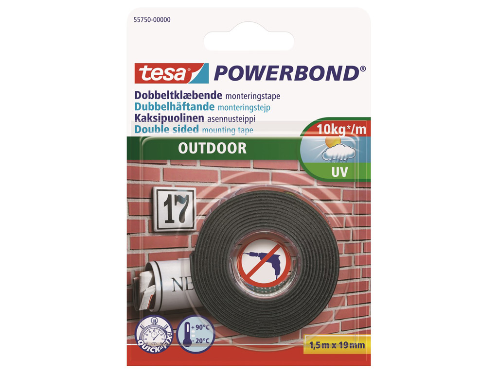 Tape Dobbeltklæbende 19mm Meter Tesa Outdoor