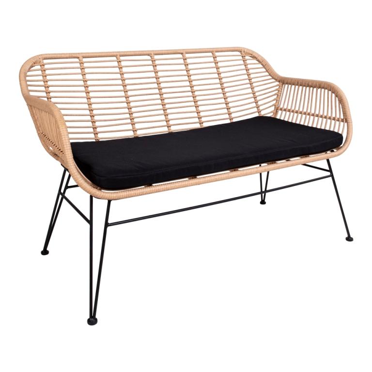 Toscana Sofa Naturlig Rattan Med Hynde Polyester