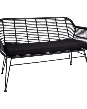 Toscana Sofa Sort Rattan Med Hynde Polyester